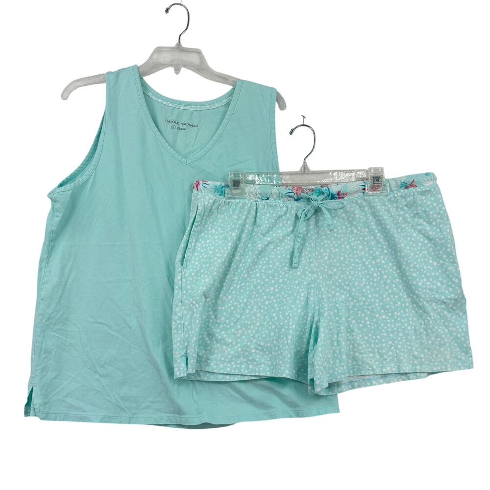 Carole Hochman‎ Pajama Set Size M Mint Green Sleep Shorts and Tank 2 Piece